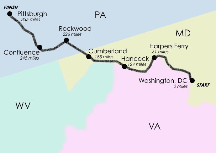 Pilgrimage route from DC to Pittsburgh